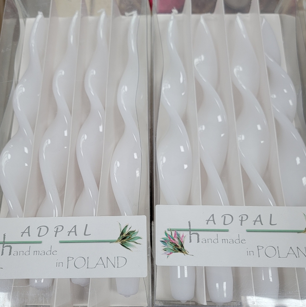NEW Adpal Handmade White Twisted 12" Taper Candle 1 Box